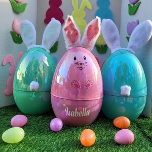 Personalized fillable easter egg basket